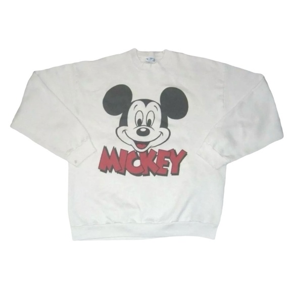 Vintage Mickey Mouse Sweatshirt Disney 70s Kidcore Kawaii Disneyland Retro White - Picture 1 of 13